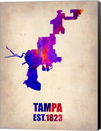 Framed Tampa Watercolor Map Print