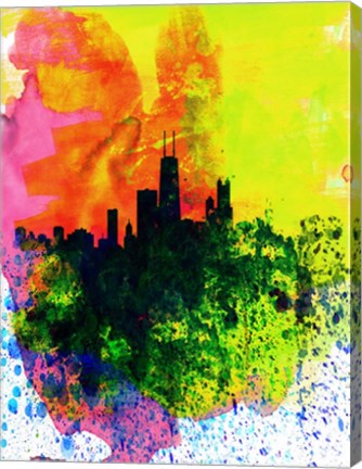 Framed Chicago Watercolor Skyline Print