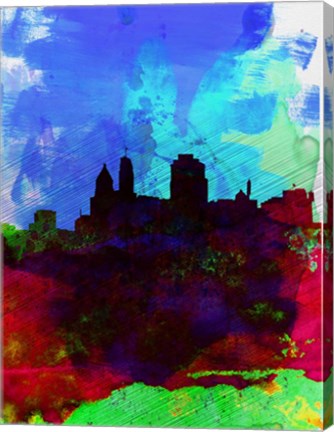 Framed Cincinnati Watercolor Skyline Print