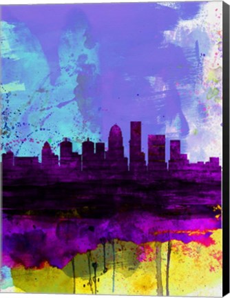 Framed Louisville Watercolor Skyline Print