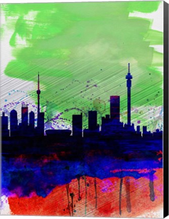 Framed Johannesburg Watercolor Skyline Print