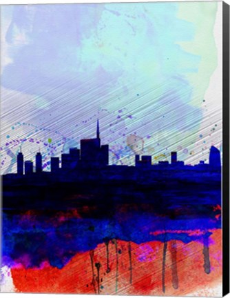 Framed Milan Watercolor Skyline Print