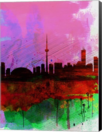 Framed Toronto Watercolor Skyline Print