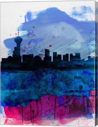 Framed Vancouver Watercolor Skyline Print