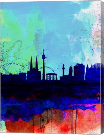 Framed Vienna Watercolor Skyline Print