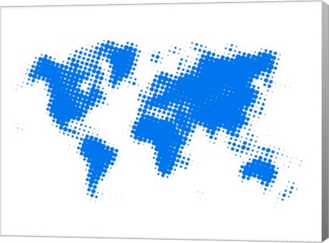 Framed Blue Dotted World Map Print