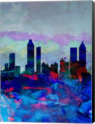 Framed Atlanta Watercolor Skyline Print