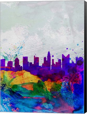 Framed Columbus Watercolor Skyline Print