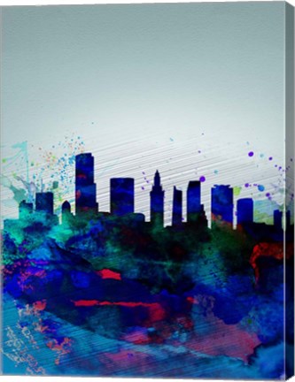 Framed Miami Watercolor Skyline Print