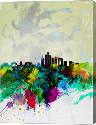 Framed Beijing Watercolor Skyline Print