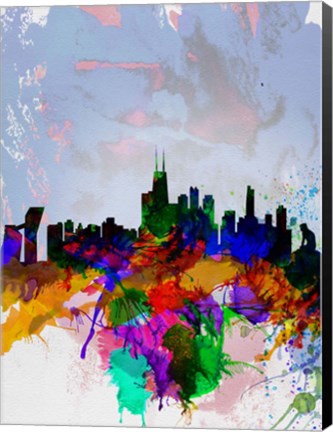 Framed Copenhagen Watercolor Skyline Print
