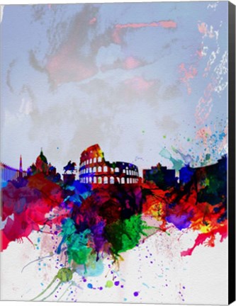 Framed Rome Watercolor Skyline Print