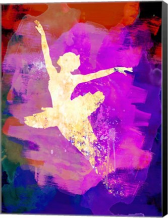 Framed Flying Ballerina Watercolor 2 Print