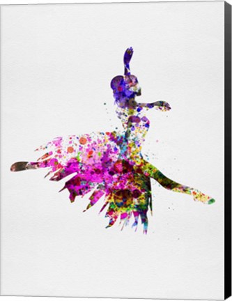 Framed Ballerina on Stage Watercolor 4 Print