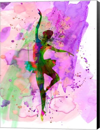 Framed Ballerina Dancing Watercolor 1 Print