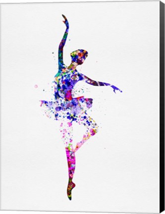 Framed Ballerina Dancing Watercolor 2 Print