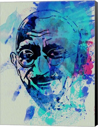 Framed Gandhi Watercolor 1 Print