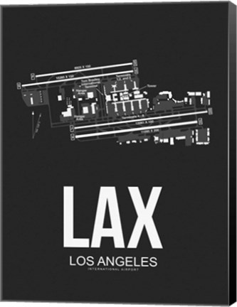 Framed LAX Los Angeles Airport Black Print