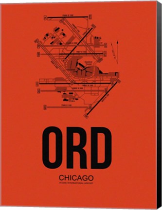 Framed ORD Chicago Airport Orange Print