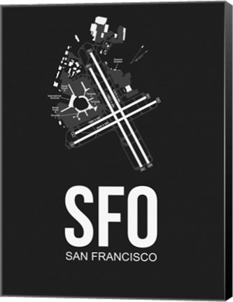 Framed SFO San Francisco Airport Black Print