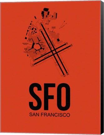 Framed SFO San Francisco Airport Orange Print