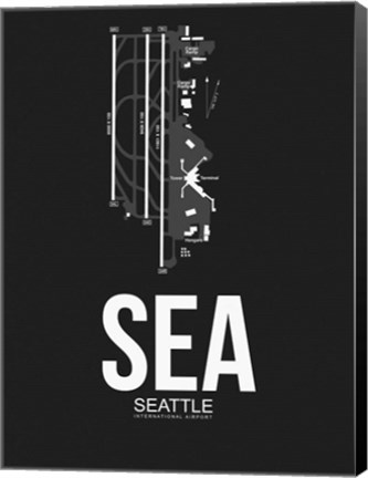 Framed SEA Seattle Airport Black Print