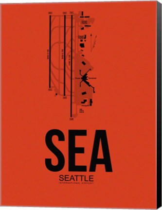 Framed SEA Seattle Airport Orange Print