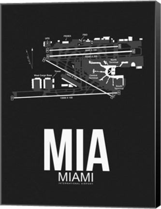 Framed MIA Miami Airport Black Print