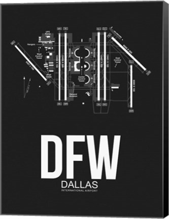 Framed DFW Dallas Airport Black Print