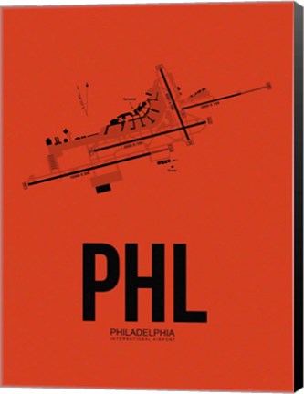 Framed PHL Philadelphia Airport Orange Print
