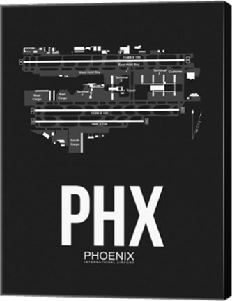 Framed PHX Phoenix Airport Black Print