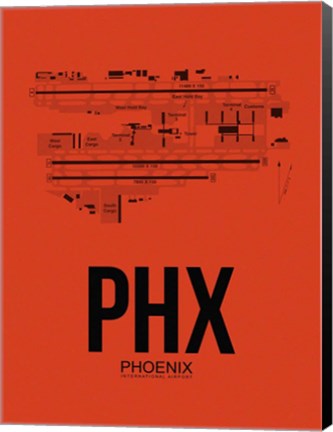 Framed PHX Phoenix Airport Orange Print