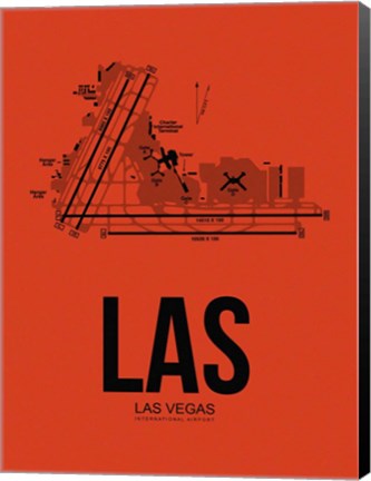 Framed LAS Las Vegas Airport Orange Print