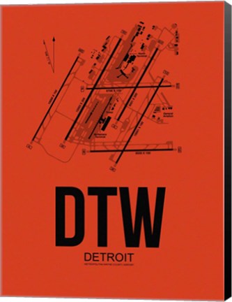 Framed DTW Detroit Airport Orange Print