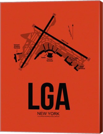 Framed LGA New York Airport Orange Print