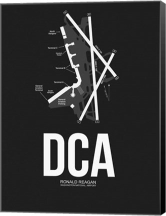 Framed DCA Washington Airport Black Print