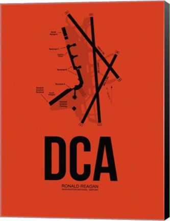 Framed DCA Washington Airport Orange Print