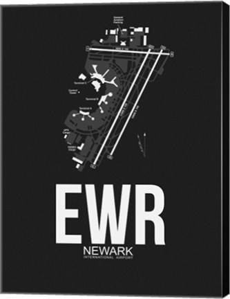 Framed EWR Newark Airport Black Print