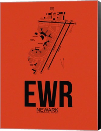 Framed EWR Newark Airport Orange Print