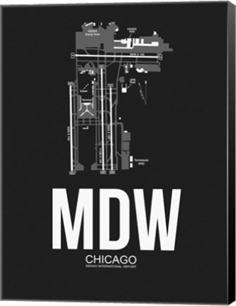 Framed MDW Chicago Airport Black Print