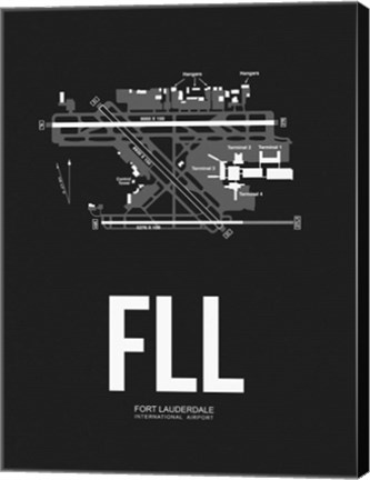 Framed FLL Fort Lauderdale Airport Black Print