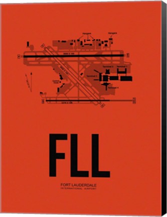 Framed FLL Fort Lauderdale Airport Orange Print