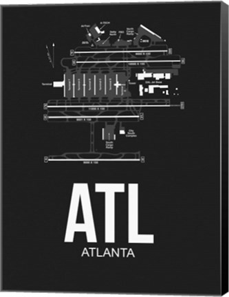 Framed ATL Atlanta Airport Black Print