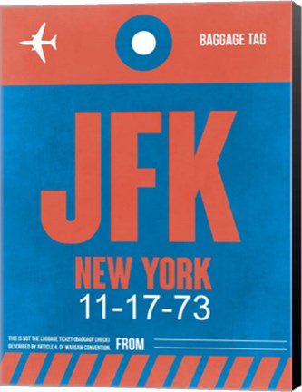 Framed JFK New York Luggage Tag 1 Print