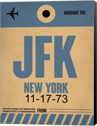 Framed JFK New York Luggage Tag 2 Print