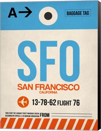 Framed SFO San Francisco Luggage Tag 1 Print