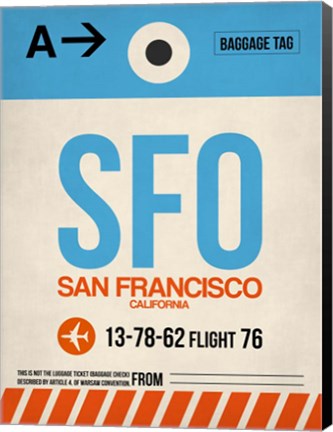 Framed SFO San Francisco Luggage Tag 1 Print