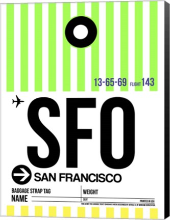 Framed SFO San Francisco Luggage Tag 3 Print