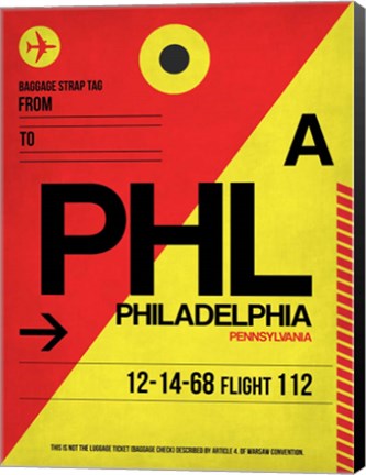 Framed PHL Philadelphia Luggage Tag 2 Print