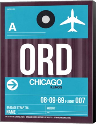 Framed ORD Chicago Luggage Tag 1 Print